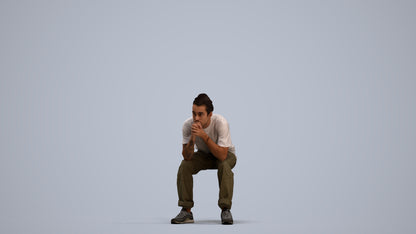 realistic 3D man casual sitting, scanned archviz people for Blender and 3ds Max, standing pose render