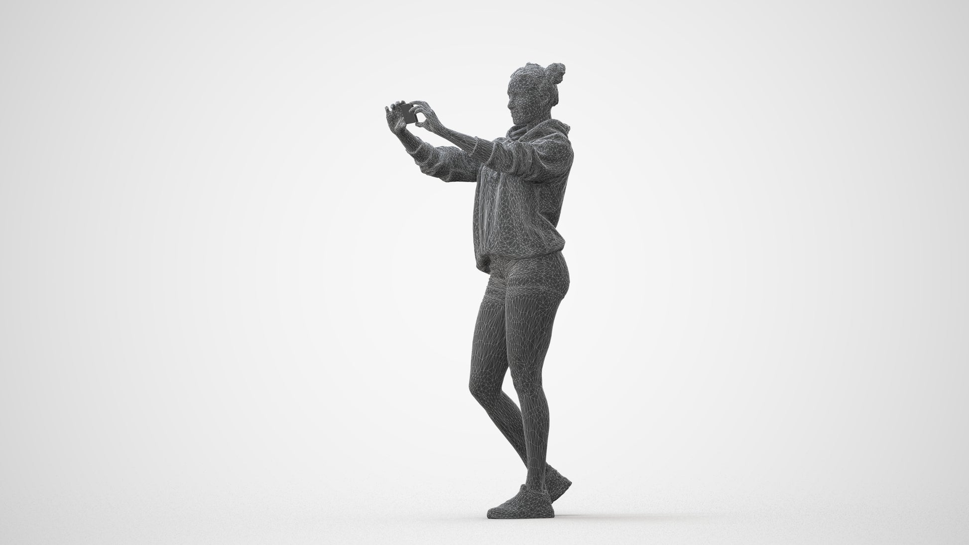3D people model woman casual standing, scanned human for 3ds Max rendering, square thumbnail