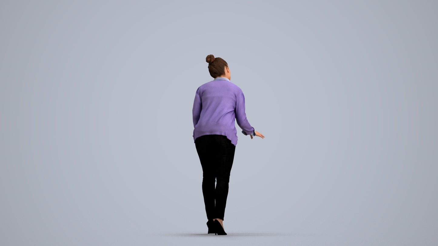 3D people model woman business standing, scanned human for 3ds Max rendering, front view render