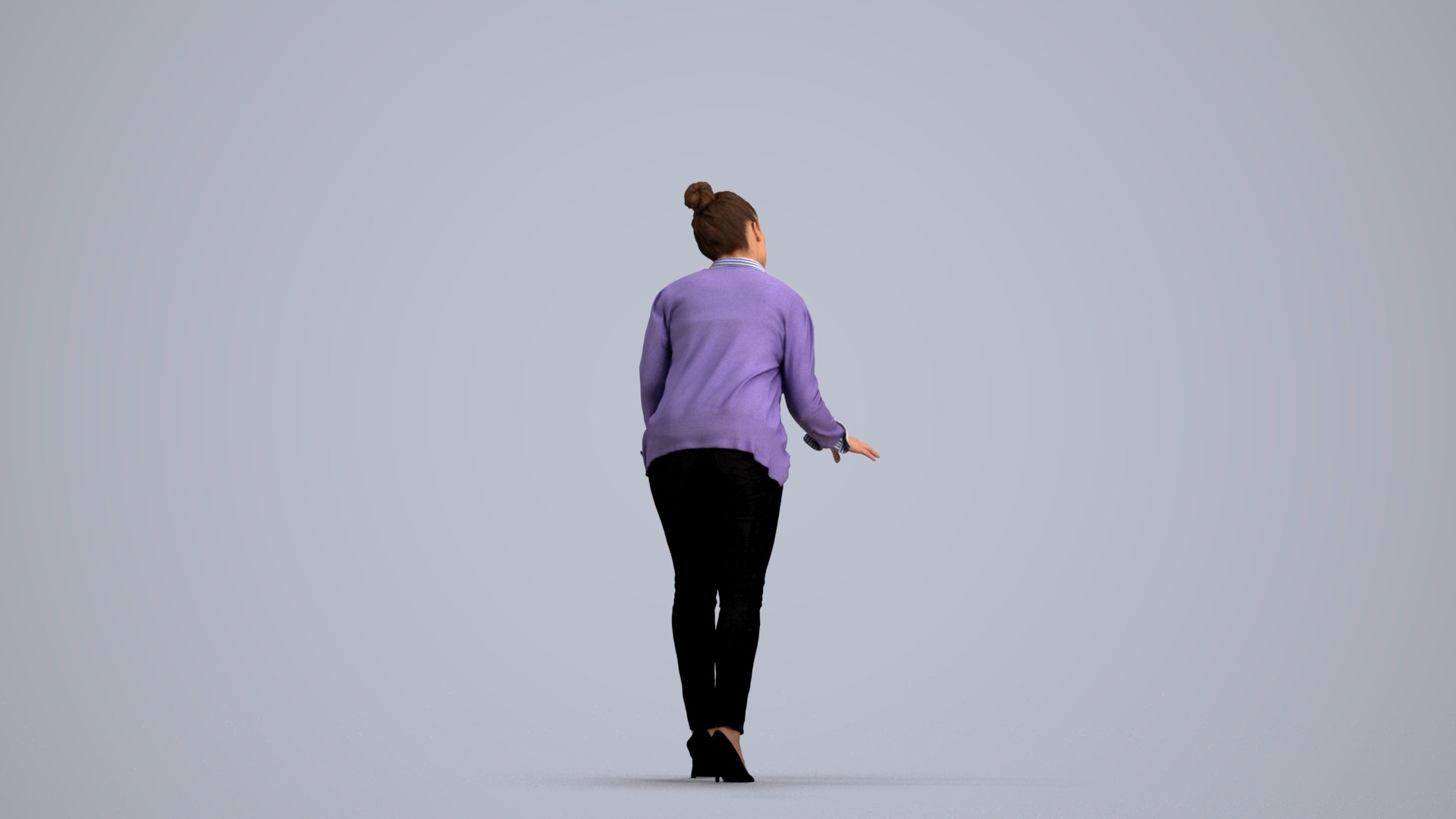 3D people model woman business standing, scanned human for 3ds Max rendering, front view render