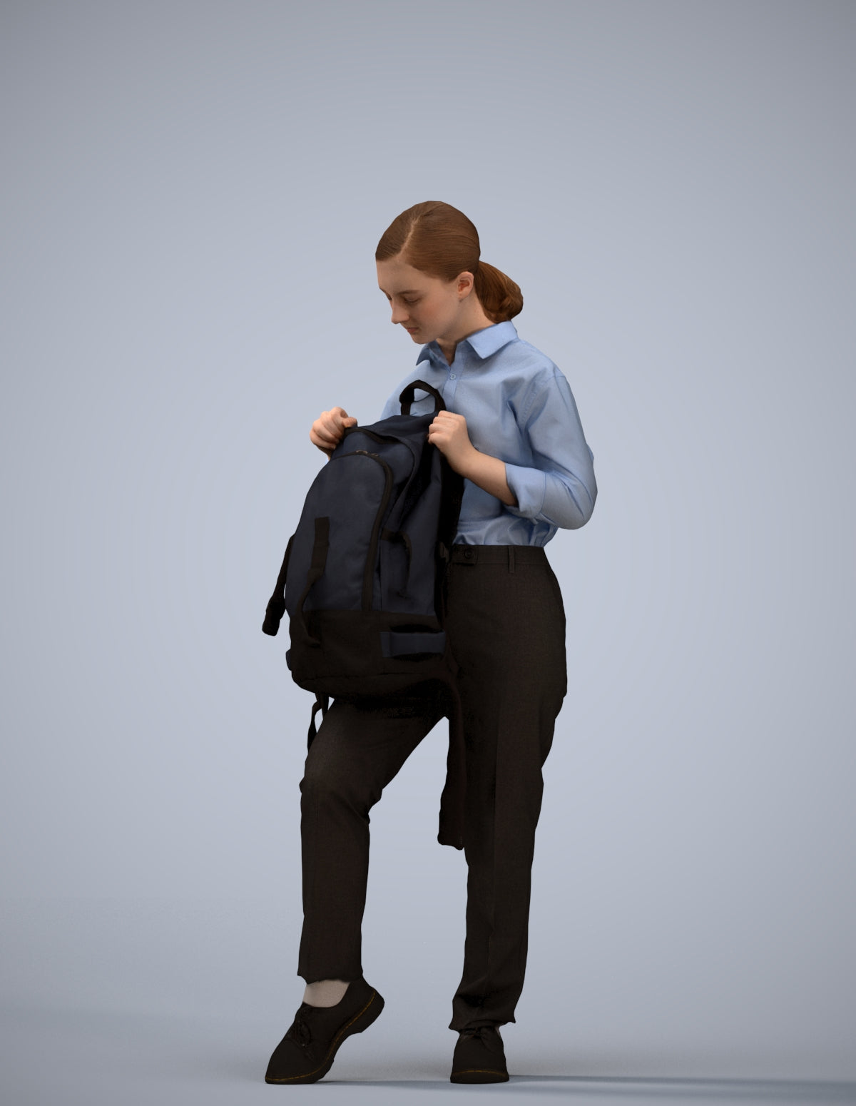 realistic 3D human girl kids, archviz people FBX OBJ for Blender