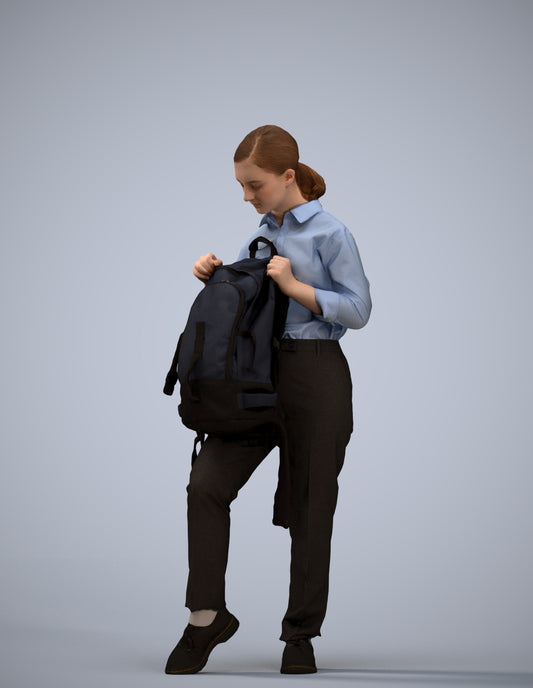 realistic 3D human girl kids, archviz people FBX OBJ for Blender