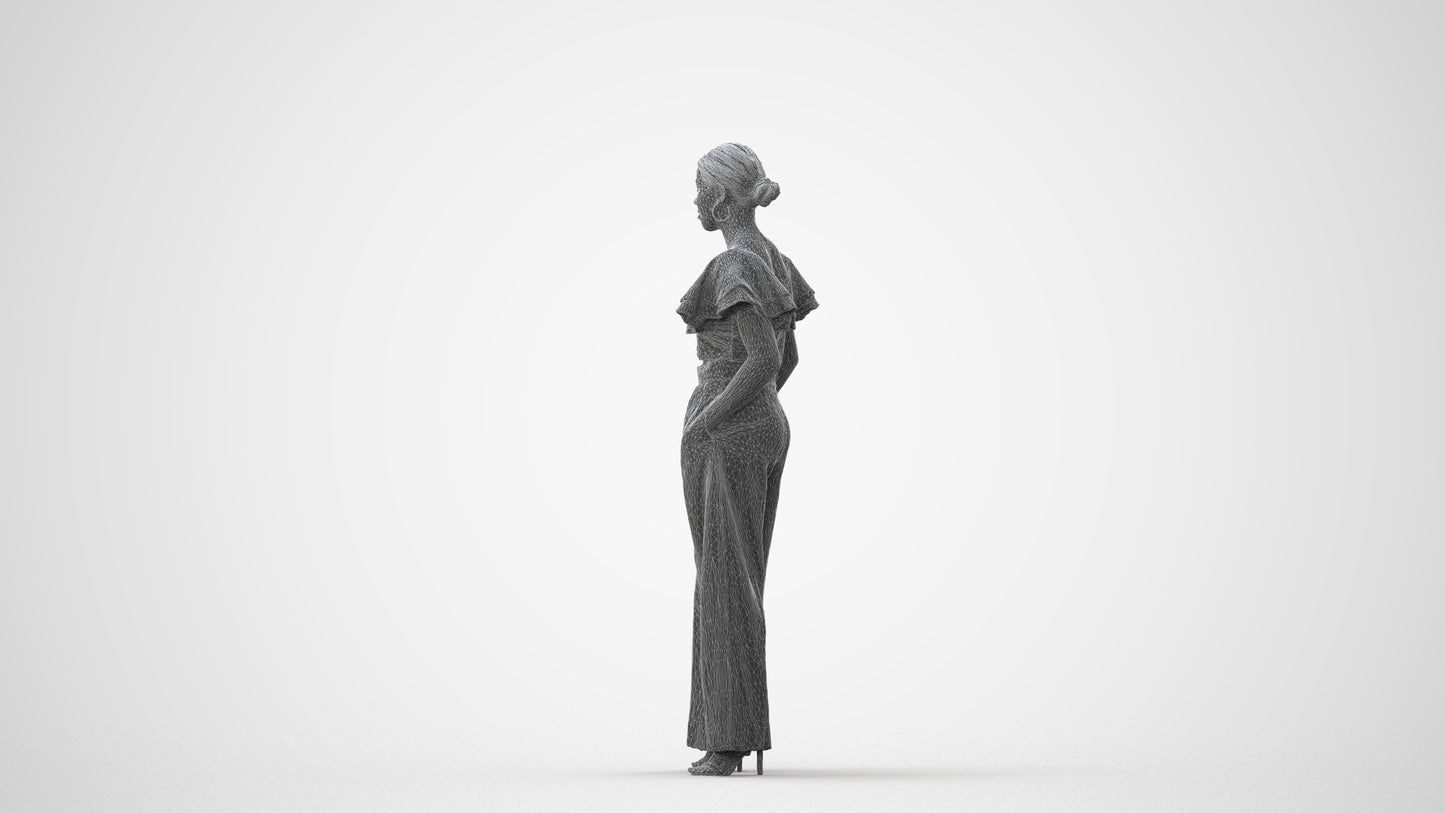 3D scanned woman standing business, photorealistic archviz people for Enscape and SketchUp, square thumbnail