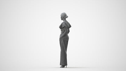 3D scanned woman standing business, photorealistic archviz people for Enscape and SketchUp, square thumbnail