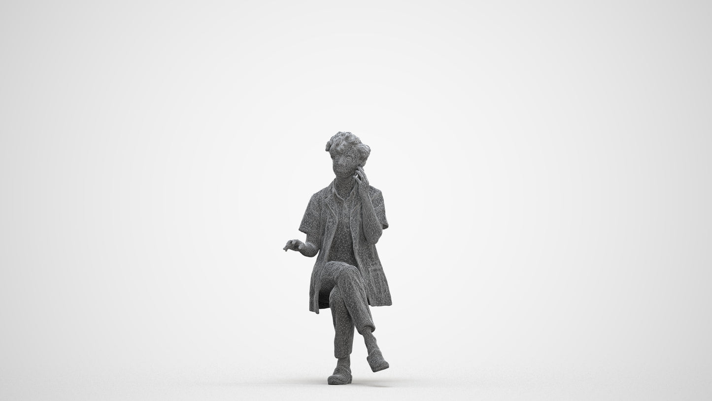 scanned 3D woman standing, photogrammetry people for Enscape and V-Ray, three-quarter front view render