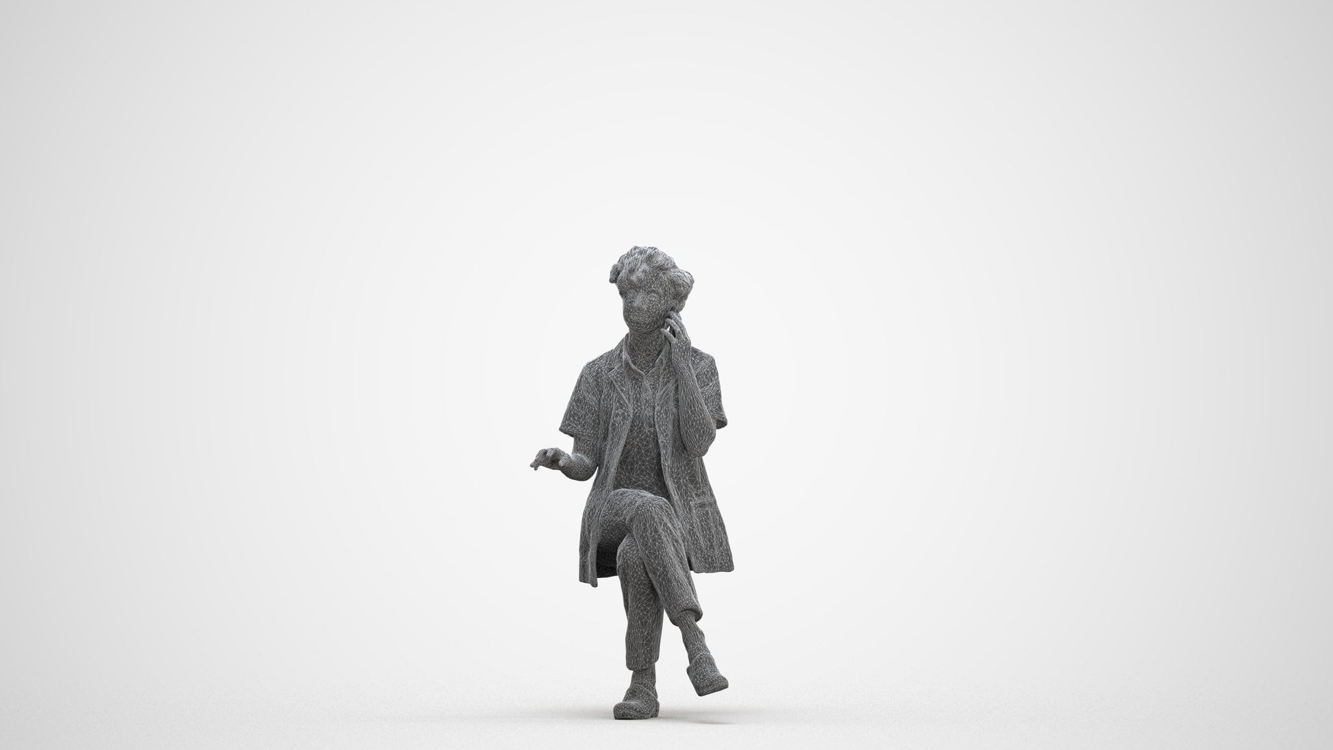scanned 3D woman standing, photogrammetry people for Enscape and V-Ray, three-quarter front view render