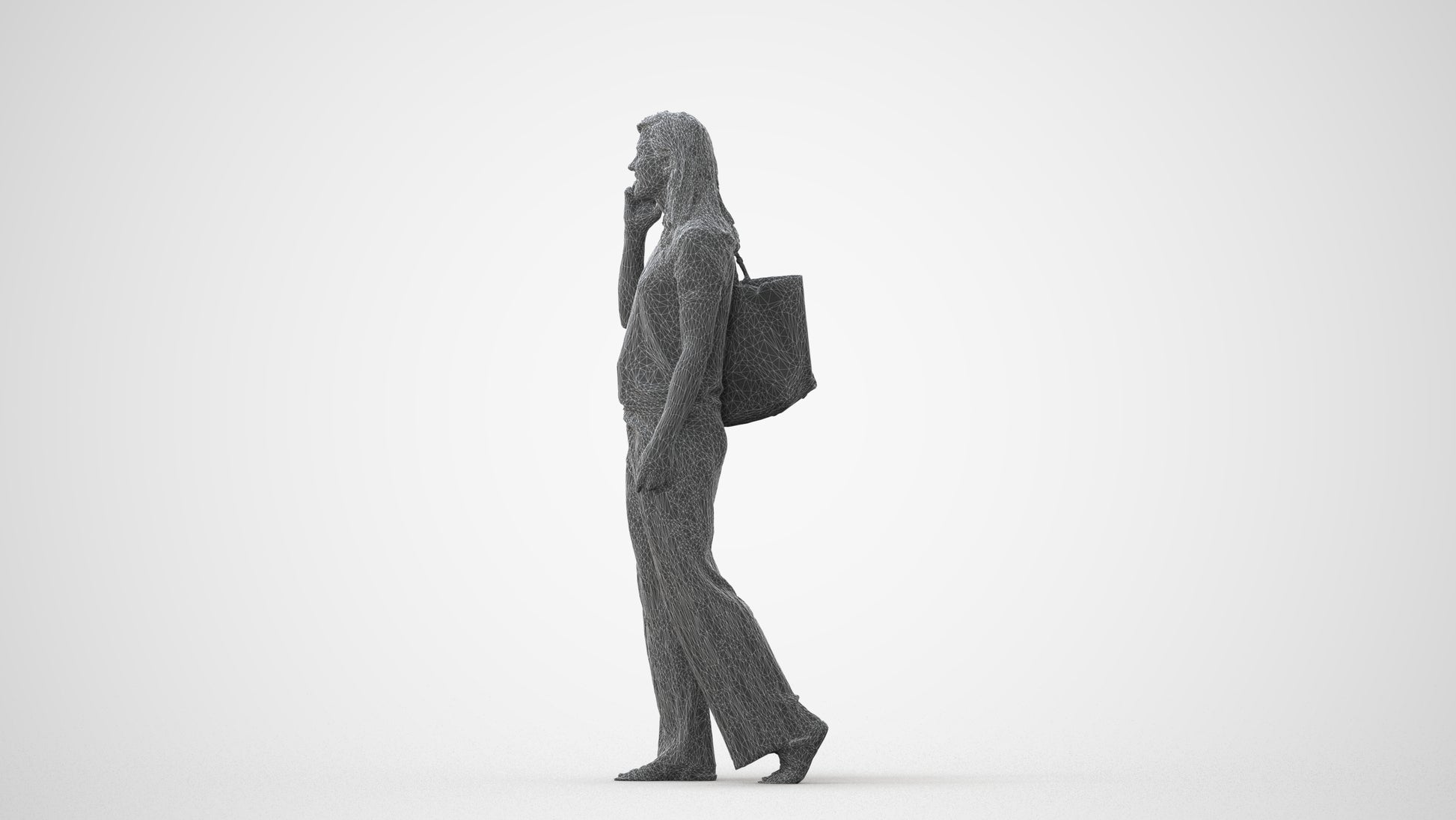 realistic 3D people woman casual walking, render-ready for V-Ray and Corona, FBX OBJ, square thumbnail