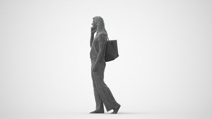 realistic 3D people woman casual walking, render-ready for V-Ray and Corona, FBX OBJ, square thumbnail