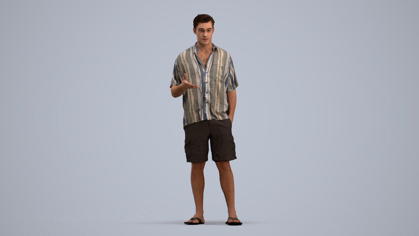 realistic 3D human man casual standing, archviz people FBX OBJ for Blender, standing pose render