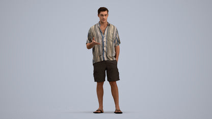 realistic 3D human man casual standing, archviz people FBX OBJ for Blender, standing pose render