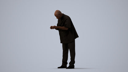 3D people model man hospitality, scanned human for 3ds Max rendering, three-quarter view render