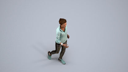 3D human model woman sport, photogrammetry scanned person for archviz, back view render