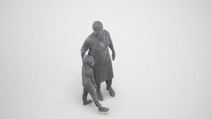 photogrammetry 3D girl casual kids, realistic human model archviz FBX, wireframe three-quarter view