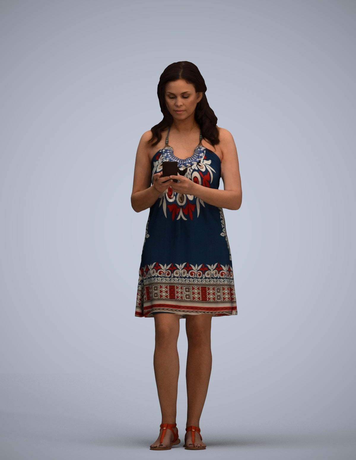 scanned 3D woman casual pool, photogrammetry people for Enscape and V-Ray