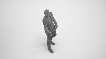 realistic 3D human man business, archviz people FBX OBJ for Blender, wireframe three-quarter view