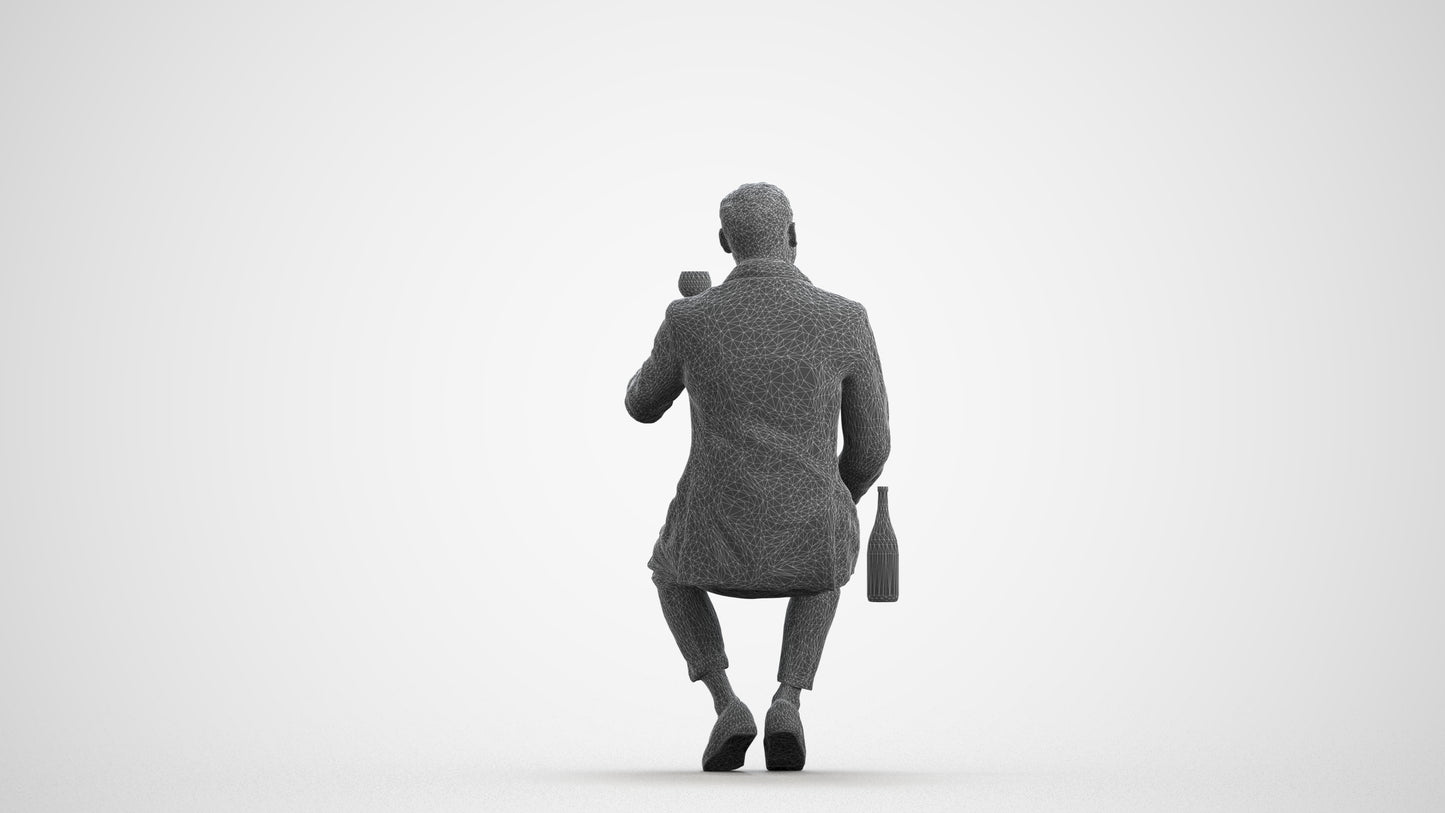 scanned 3D man casual cycling, photogrammetry people for Enscape and V-Ray, wireframe front view