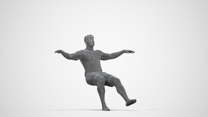 3D human model man pool, photogrammetry scanned person for archviz, wireframe back view