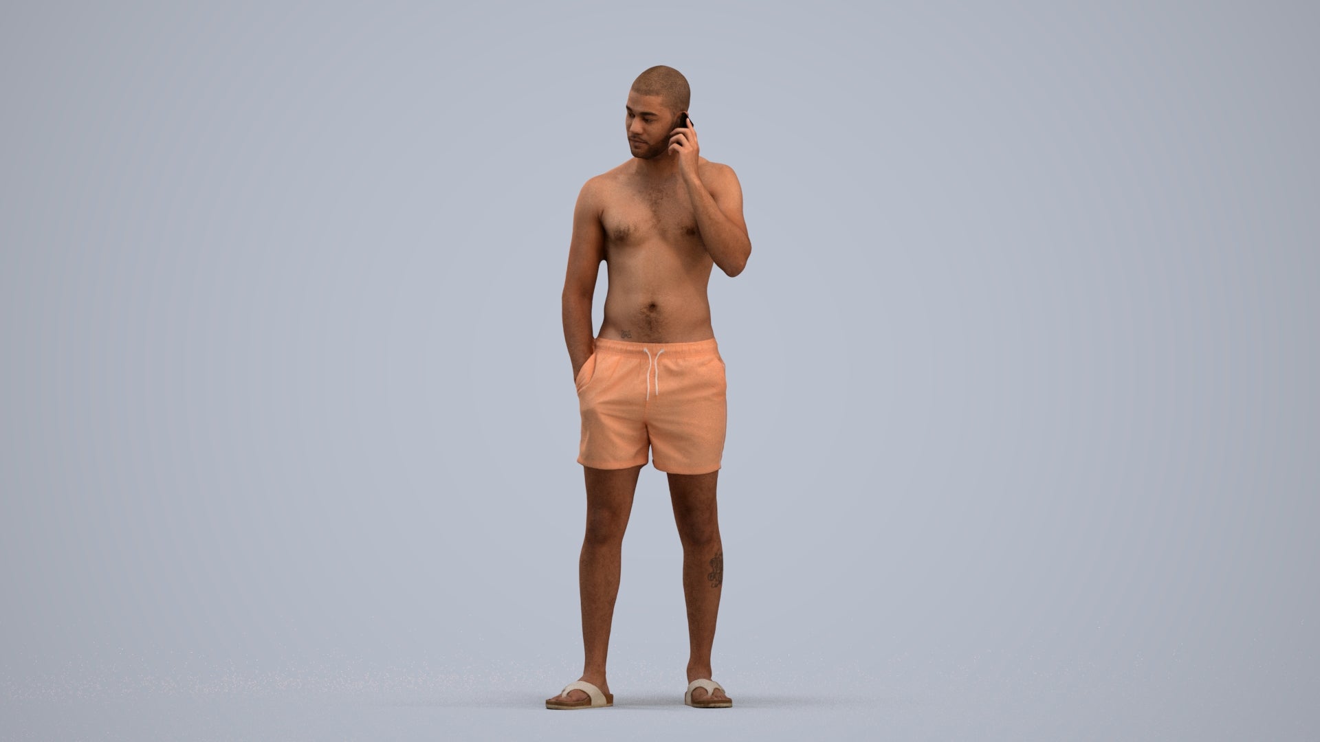 realistic 3D human man pool, archviz people FBX OBJ for Blender, standing pose render