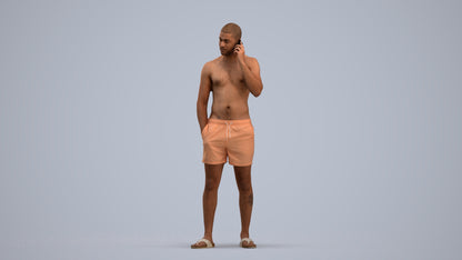 realistic 3D human man pool, archviz people FBX OBJ for Blender, standing pose render