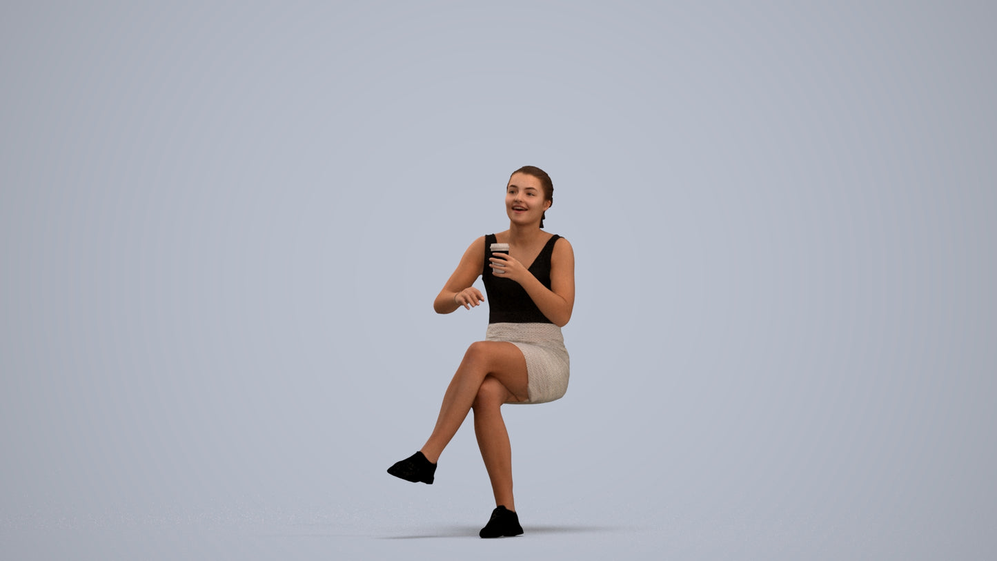 3D people model girl casual kids, scanned human for 3ds Max rendering, standing pose render