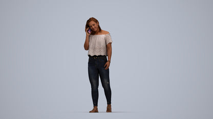 realistic 3D woman casual walking, scanned archviz people for Blender and 3ds Max, top-down view render