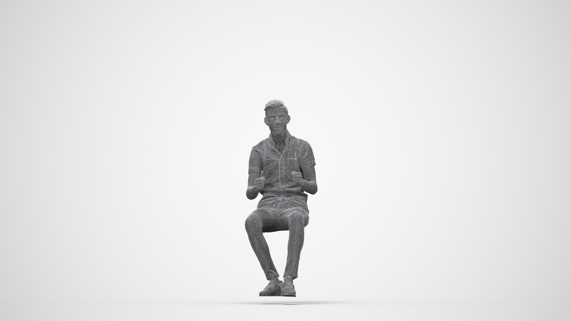 realistic 3D people man casual driving, render-ready for V-Ray and Corona, FBX OBJ, wireframe back view