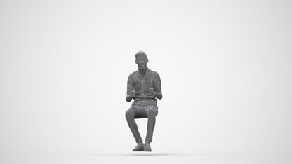 realistic 3D people man casual driving, render-ready for V-Ray and Corona, FBX OBJ, wireframe back view