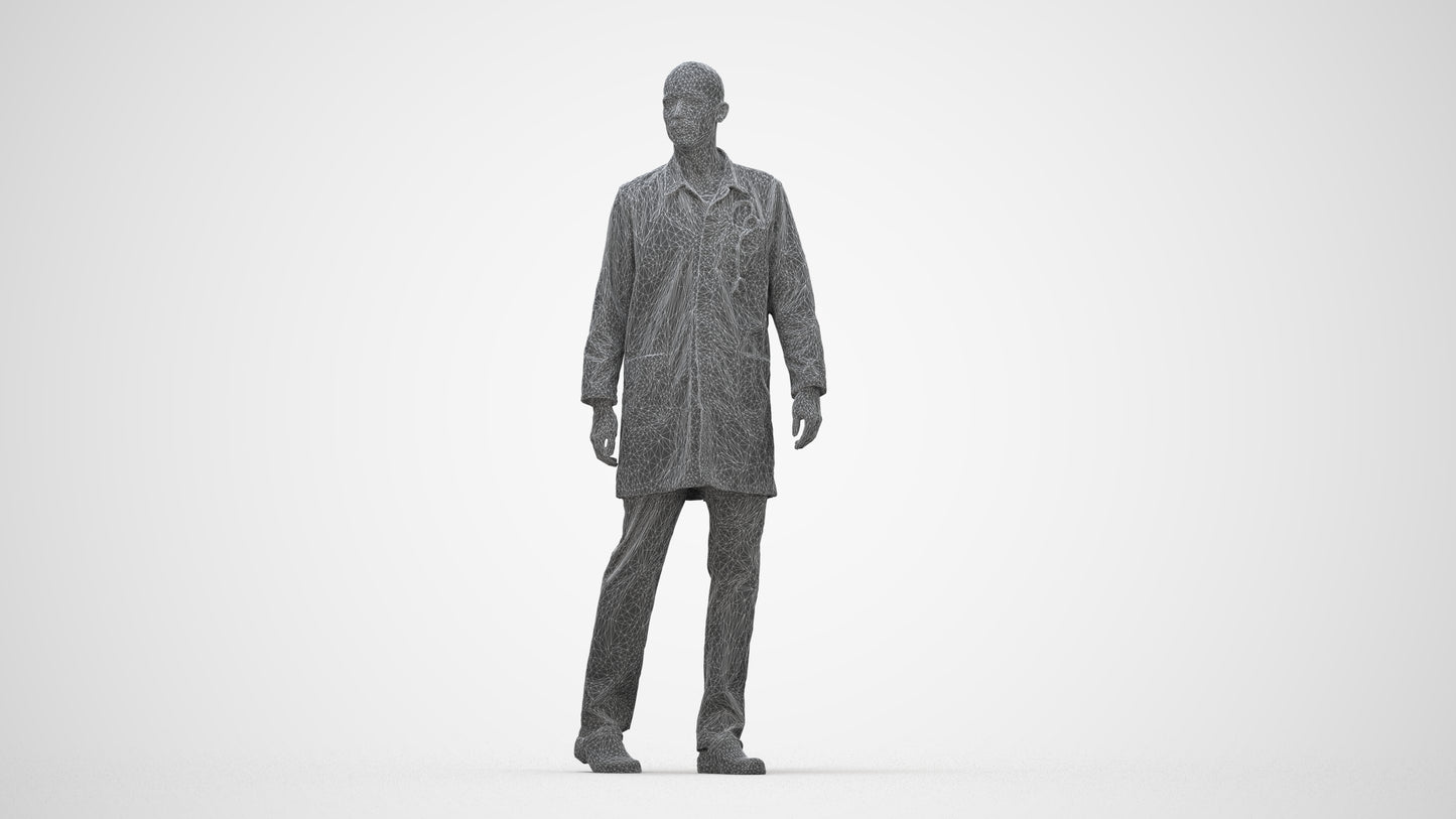 realistic 3D man medical, scanned archviz people for Blender and 3ds Max, wireframe back view