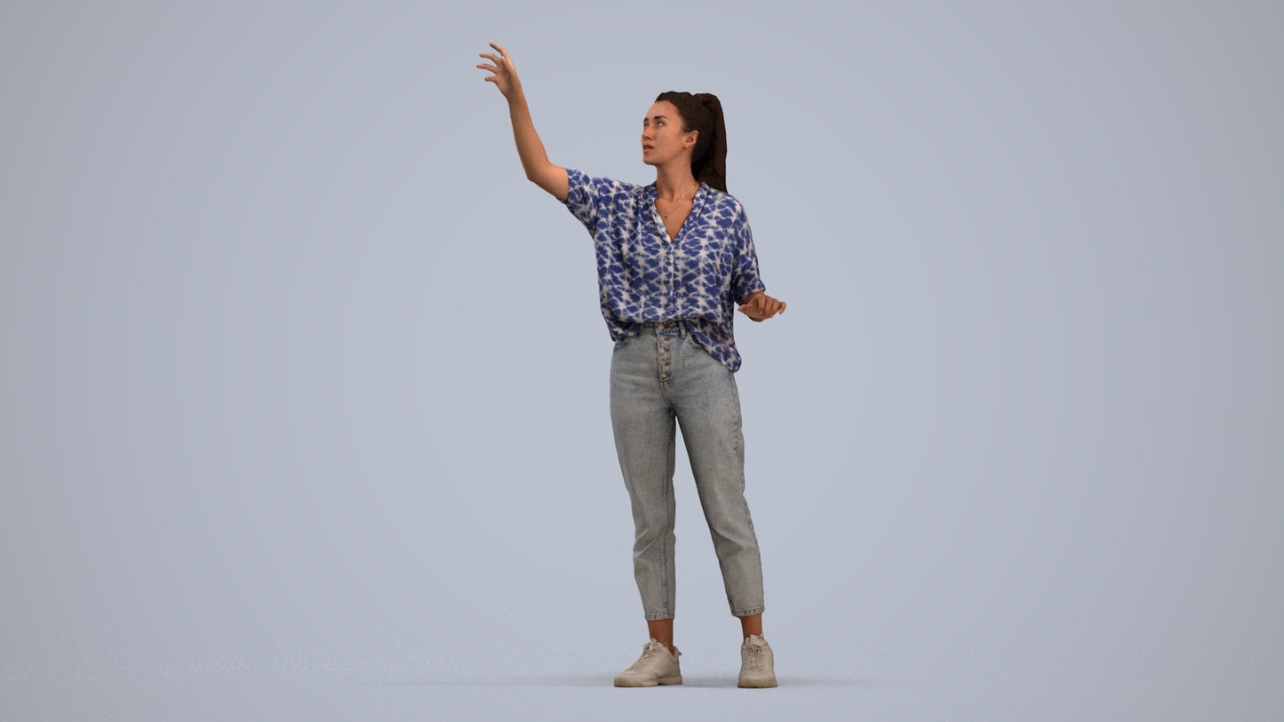 3D scanned woman standing casual, photorealistic archviz people for Enscape and SketchUp, standing pose render