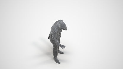 3D people model man business, scanned human for 3ds Max rendering, wireframe three-quarter view