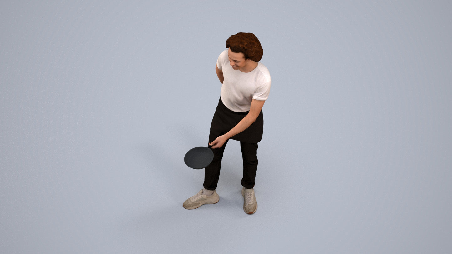 3D scanned man standing, photorealistic archviz people for Enscape and SketchUp, back view render