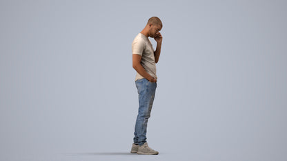 realistic 3D people man casual standing, render-ready for V-Ray and Corona, FBX OBJ, side view render