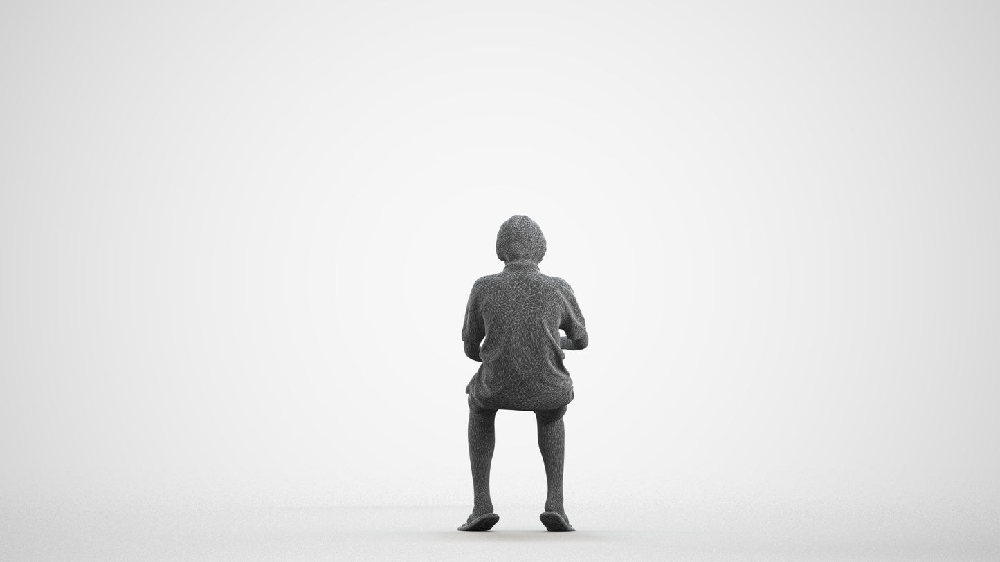 photogrammetry 3D boy kids, realistic human model archviz FBX, wireframe front view