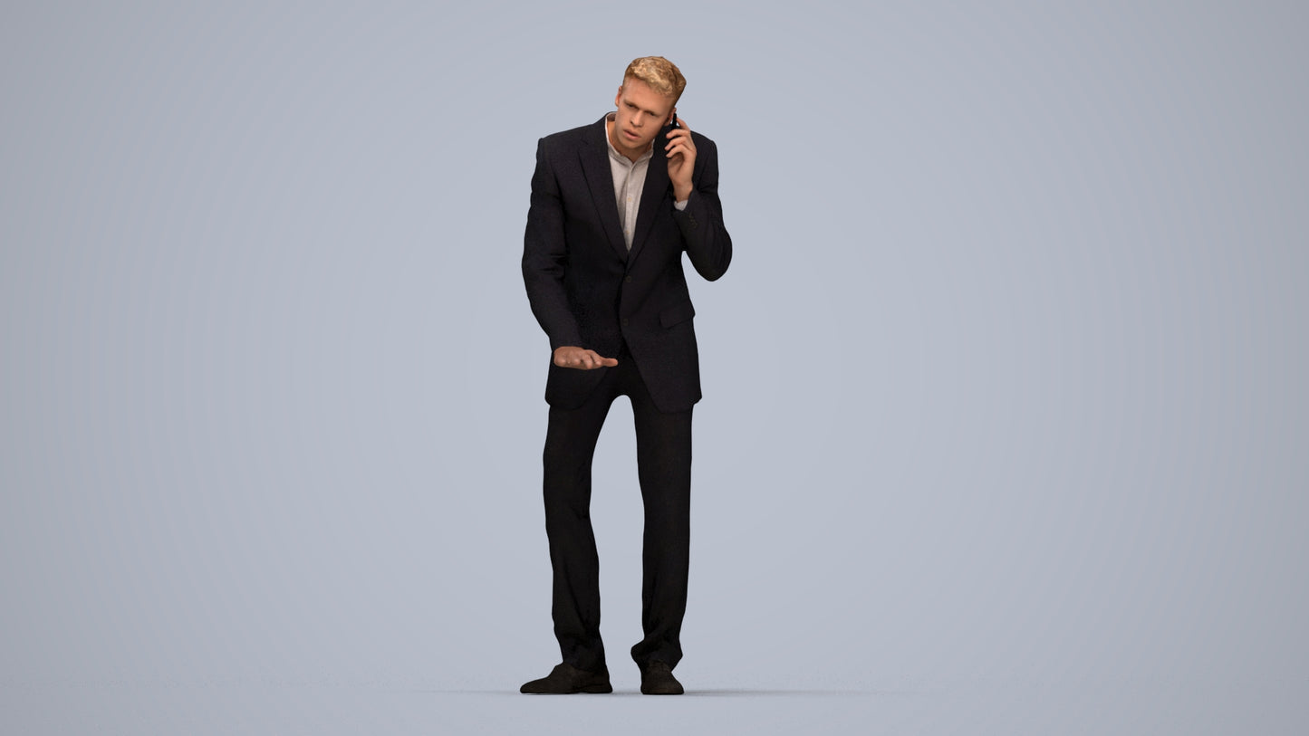 3D scanned man business, photorealistic archviz people for Enscape and SketchUp, top-down view render