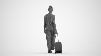photogrammetry 3D woman casual walking, realistic human model archviz FBX, wireframe front view