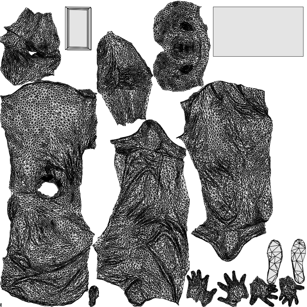 scanned 3D man casual standing, photogrammetry people for Enscape and V-Ray, wireframe top-down view