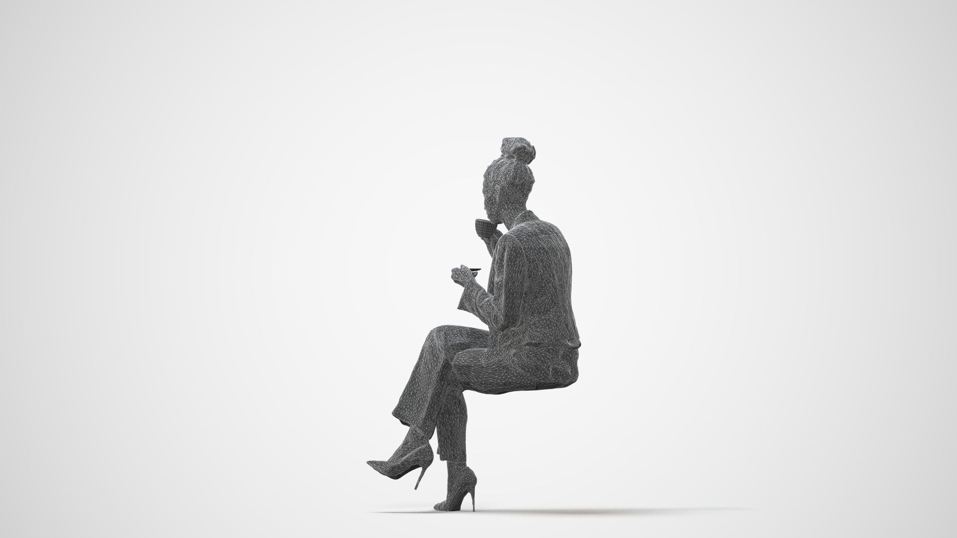 realistic 3D human woman business, archviz people FBX OBJ for Blender, square thumbnail