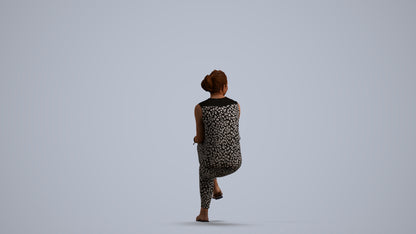 photogrammetry 3D woman casual sitting, realistic human model archviz FBX, front view render