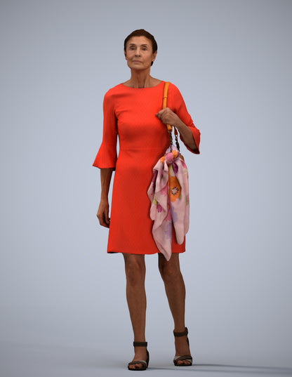realistic 3D people senior woman business walking, render-ready for V-Ray and Corona, FBX OBJ