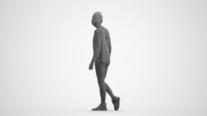 3D human model woman sport, photogrammetry scanned person for archviz, wireframe front view