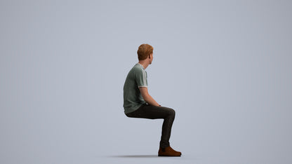 realistic 3D human man casual sitting, archviz people FBX OBJ for Blender, front view render