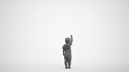 realistic 3D people boy casual kids, render-ready for V-Ray and Corona, FBX OBJ, wireframe front view