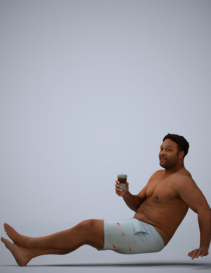 realistic 3D human man pool, archviz people FBX OBJ for Blender
