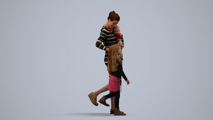realistic 3D people girl casual kids, render-ready for V-Ray and Corona, FBX OBJ, side view render