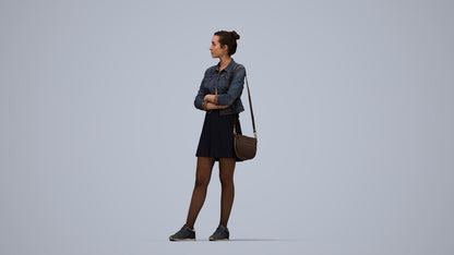 photogrammetry 3D woman casual standing, realistic human model archviz FBX, top-down view render