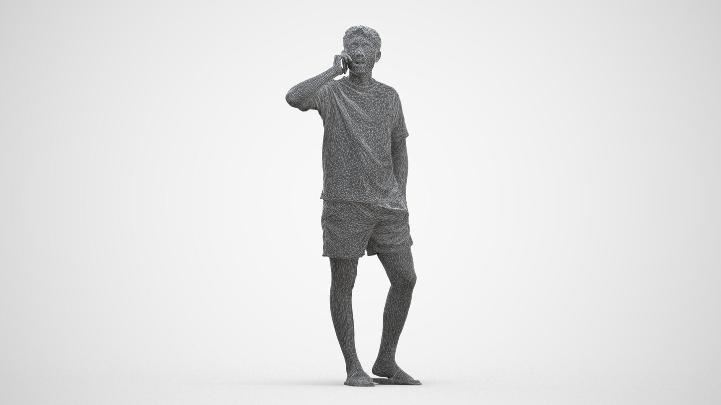 3D people model man casual standing, scanned human for 3ds Max rendering, three-quarter front view render