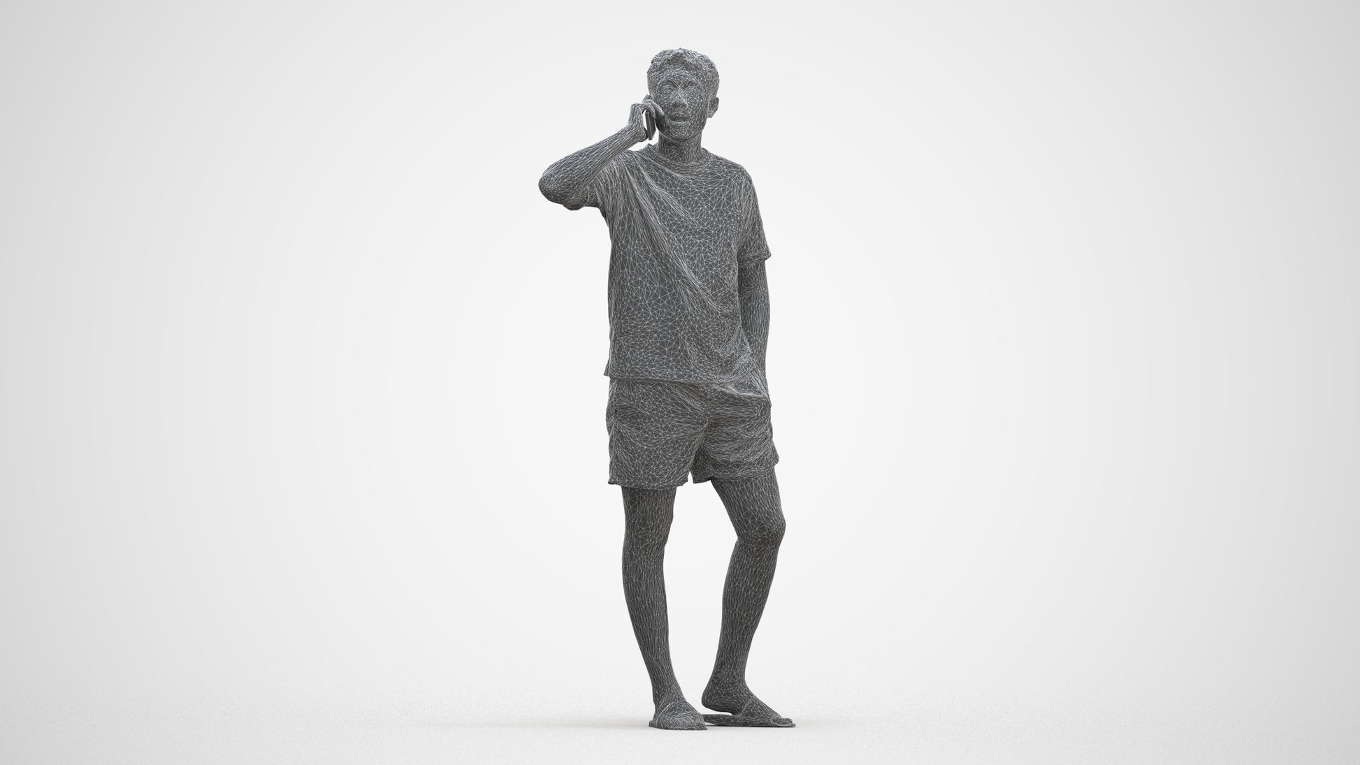 3D people model man casual standing, scanned human for 3ds Max rendering, three-quarter front view render