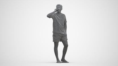3D people model man casual standing, scanned human for 3ds Max rendering, three-quarter front view render
