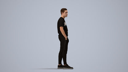 photogrammetry 3D boy casual kids, realistic human model archviz FBX, side view render