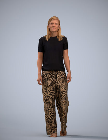 3D scanned woman walking casual, photorealistic archviz people for Enscape and SketchUp